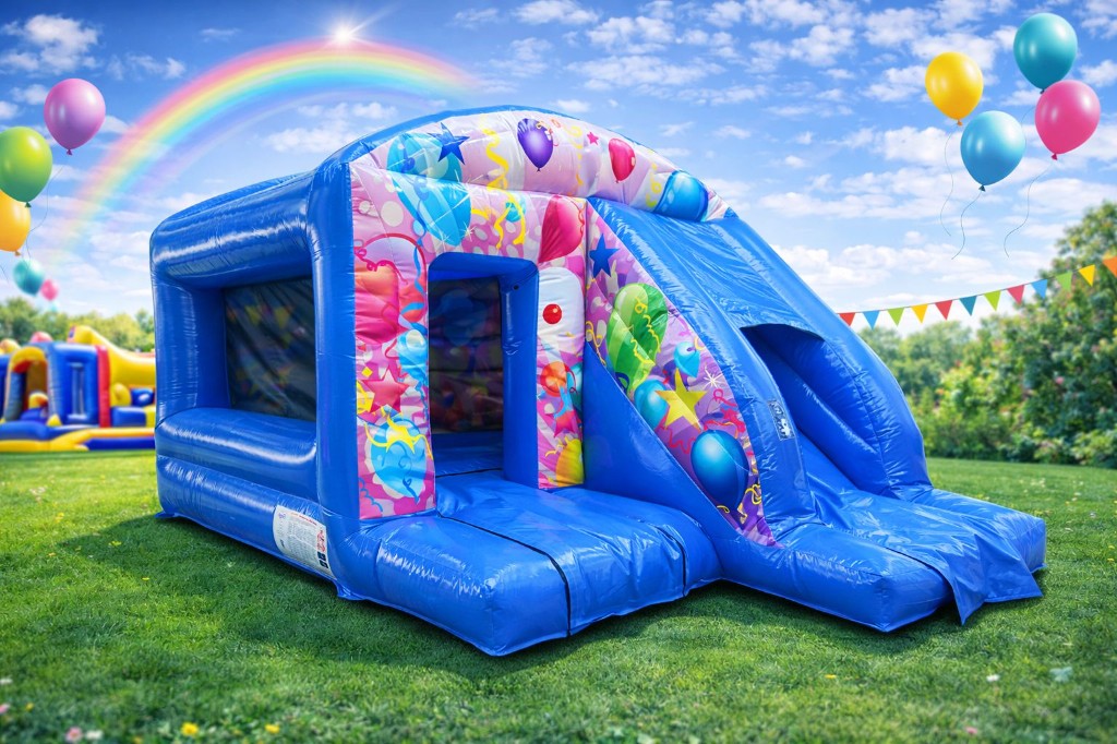 Blue Party combo with slide 12x18ft bouncy castle