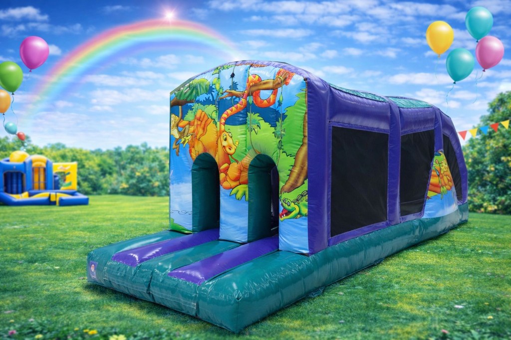Jungle obstacle course 10x30ft bouncy castle