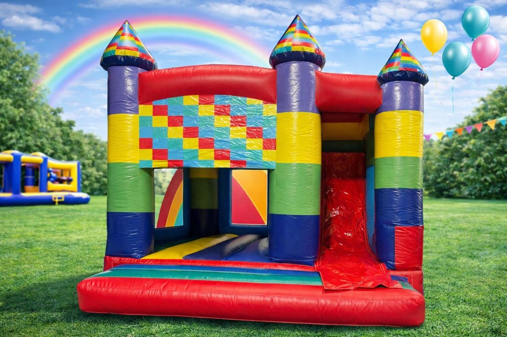 Multi colour combo with slide 13x15ft bouncy castle