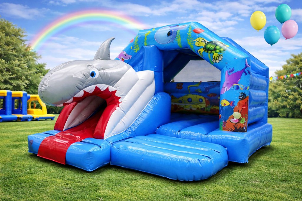 Shark combo with slide 12x15ft bouncy castle